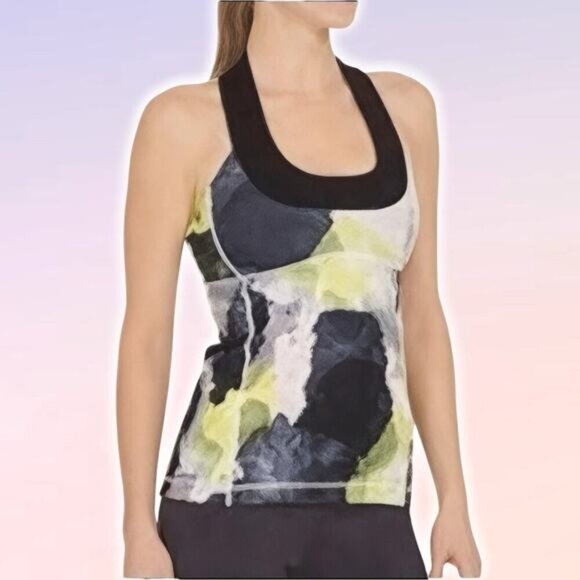 LULULEMON Scoop Neck Racerback Tank Top in Citron Tinted Canvas Sz 4 - Picture 1 of 5